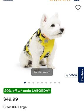 YOULY Ultimate Dog Floatation Vest, Yellow, XX-Large NWT